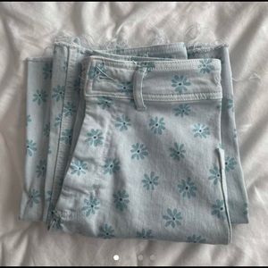 zara flower marine straight leg jeans